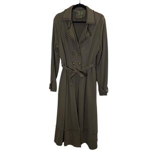 Green Dragon Women’s Army Green Embroidered Military Inspired Trench sz XL